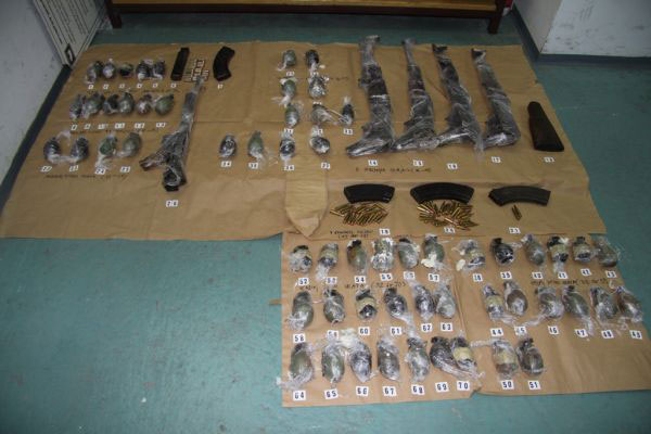Consignment of grenades and firearms seized