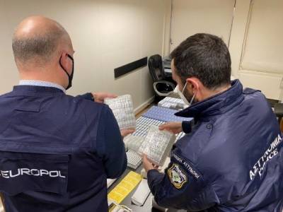 Europol and Greek investigators examining seized drugs